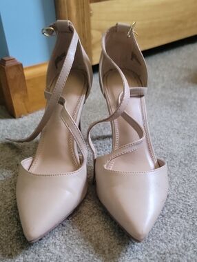 Kelly & Katie Blush Pointed-Toe Ankle Strap Heels